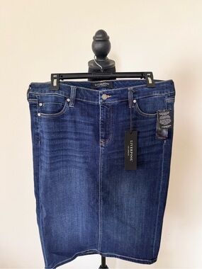 Liverpool Navy Blue Denim Pencil Skirt